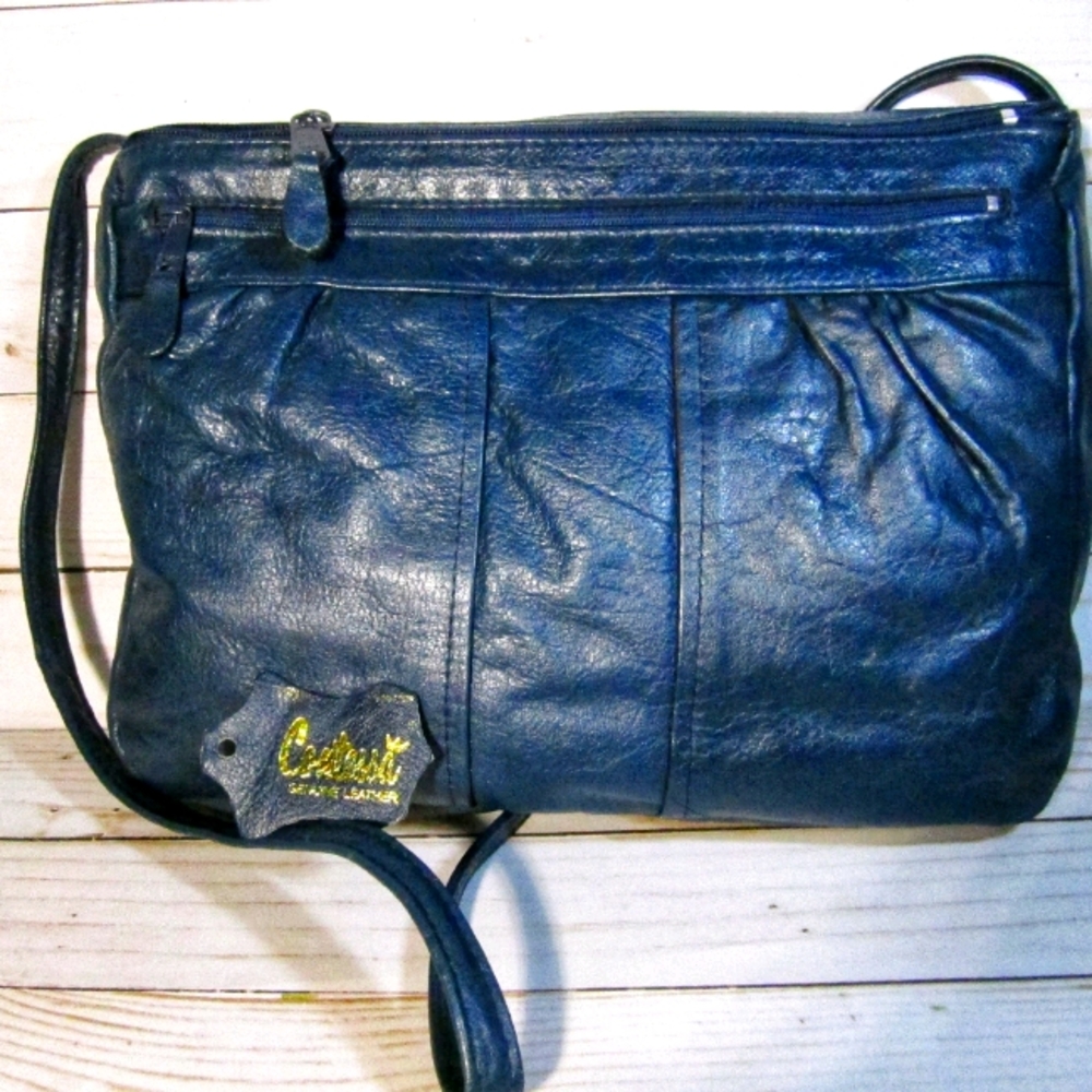 Vintage Contessa Blue Leather Crossbody Bag